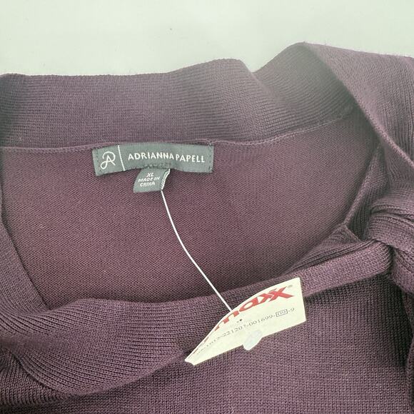 Adrianna Papell Deep Purple Tie Neck Sweater Ballon Sleeve Women’s Size XL Chic - Picture 3 of 7